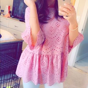 Lilac Eyelet Detail Top